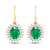 3.06ctw 14K Yellow Gold  Zambian Green Emerald and White Diamond Halo Earrings