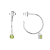 Round Green Peridot Rhodium Over Sterling Silver Drop Hoop Earrings