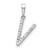 Rhodium Over 14k White Gold Diamond Letter V Initial Pendant