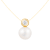 White Cultured Freshwater Pearl and Diamond 14K Yellow Gold Pendant 8-8.5mm