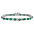 Rhodium Over 14k White Gold Oval Lab Created Emerald and Diamond Bracelet