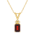 7x5mm Emerald Cut Garnet with Diamond Accents 14k Yellow Gold Pendant
With Chain