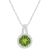 7mm Round Peridot 1/7 ctw Diamond Rhodium Over Sterling Silver Halo
Pendant with Chain