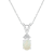 7x5mm Oval Opal with Diamond Accents 14k White Gold Pendant With Chain