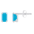 6x4mm Emerald Cut Turquoise Rhodium Over 10k White Gold Stud Earrings