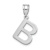 Rhodium Over 14k White Gold Polished Bubble Letter B Initial Pendant