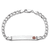 Rhodium Over 14k White Gold Medical Polished Red Enamel Curb Link ID Bracelet