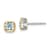 Rhodium Over Sterling Silver with 14k Accent Aquamarine Square Stud Earrings