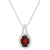 8x6mm Oval Garnet 1/7 ctw Diamond Rhodium Over Sterling Silver Halo
Pendant with Chain