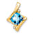 10k Yellow Gold 1.25 cttw Swiss Blue Topaz and Accent Diamond Pendant