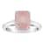 10x8mm Emerald Cut Rose Quartz Rhodium Over Sterling Silver Ring