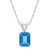 8x6mm Emerald Cut Blue Topaz 14k White Gold Pendant With Chain