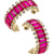 Katherine Gold Tone Rhinestone Baguette Fuchsia Hoop Earrings