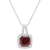 7mm Cushion Garnet 1/6 ctw Diamond Rhodium Over Sterling Silver Halo
Pendant with Chain