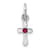 Rhodium Over Sterling Silver Child's July Red Preciosca Crystal Cross Pendant
