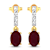 1.70ctw 14K Yellow Gold Red Ruby and White Diamond Halo Earrings