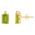 6x4mm Emerald Cut Peridot with Diamond Accents 14k Yellow Gold Stud Earrings