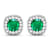 1.92ctw 14K White Gold  Zambian Green Emerald and White Diamond Halo Earrings