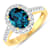 2.29ctw London Blue Topaz and Diamond 14K Yellow Gold Halo Ring