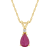 7x5mm Pear Shape Ruby with Diamond Accent 14k Yellow Gold Pendant With Chain