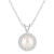 7mm Cultured Freshwater Pearl 1/8 ctw Diamond Rhodium Over Sterling
Silver Halo Pendant with Chain