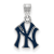 Rhodium Over Sterling Silver MLB New York Yankees LogoArt Enameled Pendant