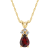 7x5mm Pear Shape Garnet with Diamond Accents 14k Yellow Gold Pendant
With Chain