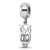 Rhodium Over Sterling Silver LogoArt Chi Omega Owl Charm on Bead