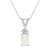 7x5mm Emerald Cut Opal with Diamond Accents 14k White Gold Pendant With Chain