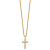 White Cubic Zirconia Stainless Steel Polished Yellow IP-plated Men's
Cross Pendant With Chain