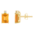 6x4mm Emerald Cut Citrine with Diamond Accents 14k Yellow Gold Stud Earrings