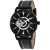 Seapro Men's Elliptic Black Dial, Black Leather Strap Watch