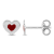 Children's Red and White Enamel Heart Stud Earrings in Sterling Silver