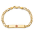 14k Yellow Gold Medical Red Enamel Flat Figaro Link ID Bracelet