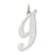 Rhodium Over Sterling Silver Fancy Script Letter I Initial Charm