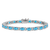 Rhodium Over 14k White Gold Oval Blue Topaz and Diamond Bracelet