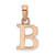 14k Rose Gold Polished Block Letter B Initial Pendant