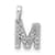 14K White Gold Diamond Letter M Initial with Bail Pendant
