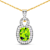 2.0ctw 14K Yellow Gold Cushion Peridot and White Diamond Pendant with 18
inch Cable Chain
