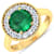 2.28ctw Green Emerald and Diamond 14K Yellow Gold Halo Ring