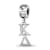 Rhodium Over Sterling Silver LogoArt Kappa Delta Vertical Letters on
Heart Bead