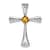 Rhodium Over 14k White Gold Citrine and Diamond Cross Chain Slide Pendant