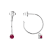 Round Red Ruby Rhodium Over Sterling Silver Drop Hoop Earrings