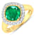 Cushion Cut Green Emerald and White Diamond 14K Yellow Gold Halo Ring
2.31 ctw
