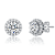 CZ Halo Stud Earrings In White Rhodium Over Brass
