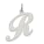 Rhodium Over Sterling Silver Fancy Script Letter R Initial Charm