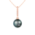 Black Cultured Tahitian Pearl and Diamond 14k Rose Gold Pendant 10-11mm