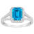 8x6mm Emerald Cut Blue Topaz 1/4 ctw Diamond Rhodium Over Sterling
Silver Halo Ring