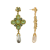 Gold Tone Green AB Crystal with Pearl Drop Earring