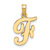 14k Yellow Gold Script Letter F Initial Pendant